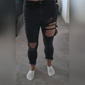 Distressed Black Women's Jeans
